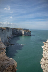 Cliffs of Etretat taken from the top of the cliffs in Normandy, France