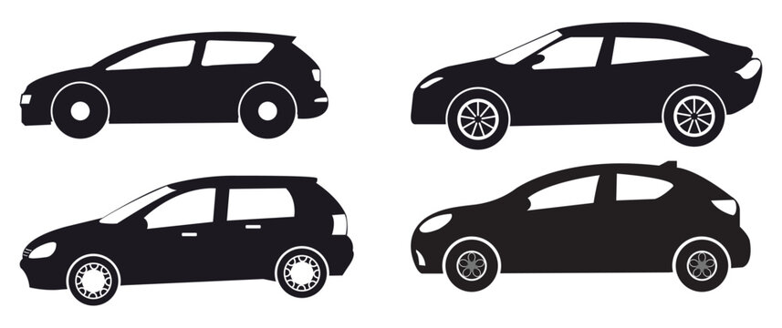 set of silhouette automobile illustration vector