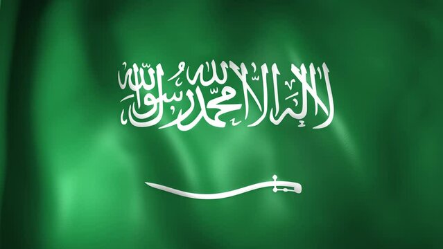 Animation of Saudi Arabia flag. 4K. Kingdom of Saudi Arabia flag flying, KSA flag animation	