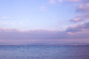 sea and sky, purple color, Aegean sea side 