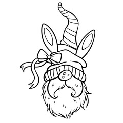 Line art cute gnome is a line drawing in black on a white background. suitable for use as an illustration and bring to paint