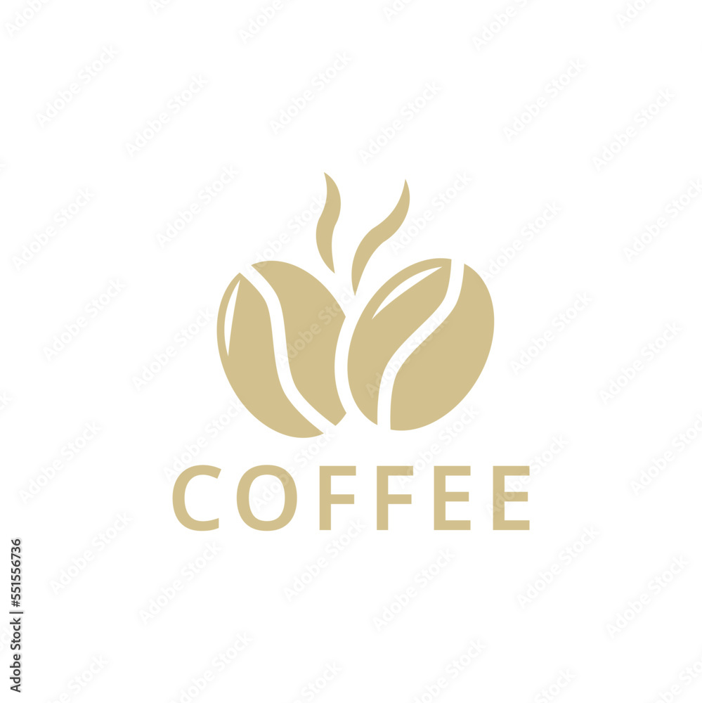 Poster Coffee logo, Isolated coffee beans on white background