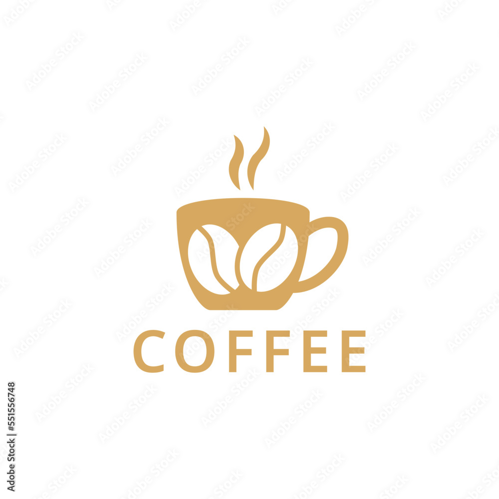 Poster Coffee logo, Isolated coffee beans on white background