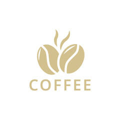 Obraz premium Coffee logo, Isolated coffee beans on white background