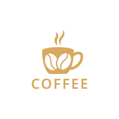 Coffee logo, Isolated coffee beans on white background