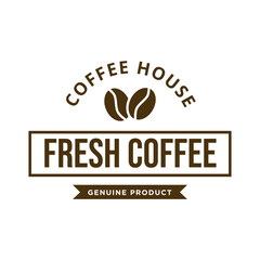 Coffee logo, Isolated coffee beans on white background