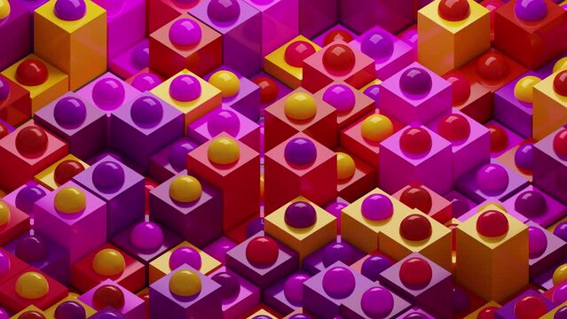 3D rendering abstract box animation, wave cubes, transforming geometric structure, perfect blocks composition, endless moving figures. Seamless loop