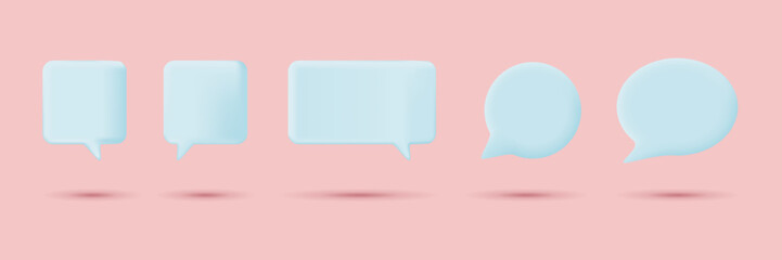 3d blue speech bubble collection set.