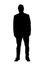 silhouette of a man sneakers and blazer on white background