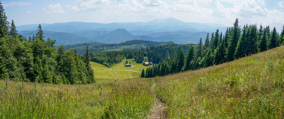 Awesome panoramic mountain view: landscape in lower austria at mount unterberg near Muggendorf in Lower Austria, Austria