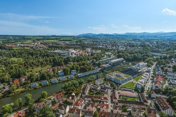 Kempten im Allgäu - Ausblick Iller-aufwärts zum Wasserkraftwerk