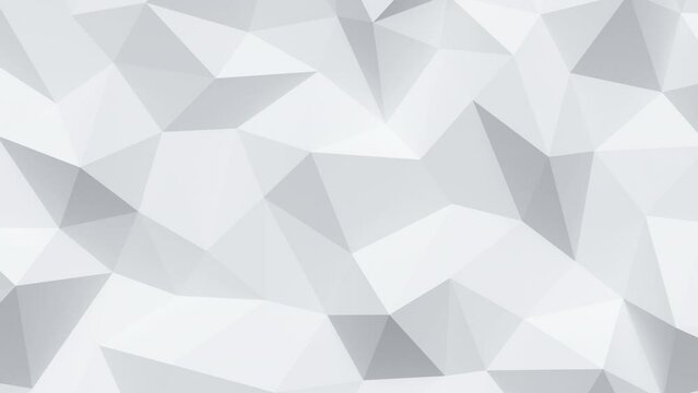 White abstract low poly background. Seamless loop 3D render animation