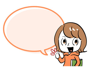 女性　笑顔　応援　吹き出し