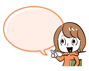 女性　笑顔　吹き出し