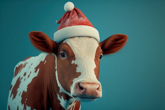 cow. Christmas on isolated background. 