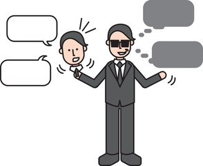 騙そうとする詐欺師の男性