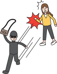 ひったくりの男性と被害者の女性