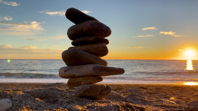 Balance stones on the beach- Peace of mind