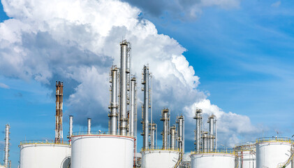 oil refinery distillation column and oil storage tank in refinery chemical petroleum and...