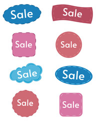 Set of multi-colored discount stickers. Sale - creative banner set. Concept discount promotion mockup on white background