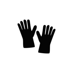 Rubber gloves icon in black flat glyph, filled style isolated on white background