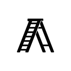 Ladder icon in black flat glyph, filled style isolated on white background