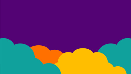 playful paper cut clouds on purple sky background