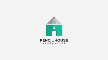 Pencil house logo design inspiration