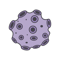 Doodle asteroid. Cartoon space object. Hand drawn celestial icon