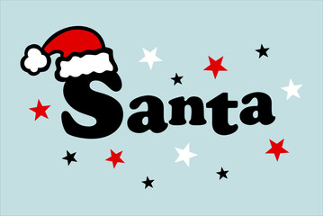 Santa Claus, writing with red cap and stars, comic book style
