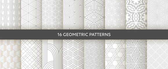 Set of vector seamless geometric pattern. Gold linear patterns. Wallpapers for your design. Vector illustration.