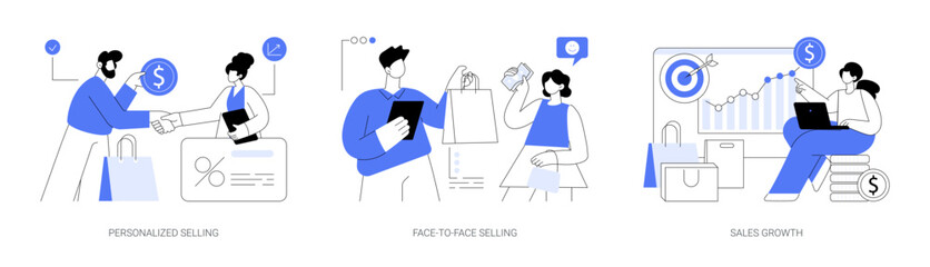 Salesman job abstract concept vector illustrations.