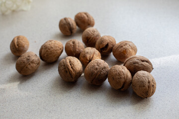clean nuts are dried on the windowsill in the sun
