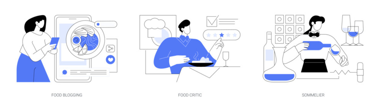 Food review abstract concept vector illustrations.