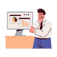 businessman benchmarking in computer