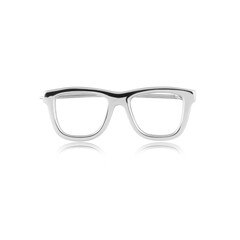 Fototapeta premium Silver brooch isolated with small diamonds on white background