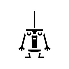 push pin school character glyph icon vector. push pin school character sign. isolated symbol illustration