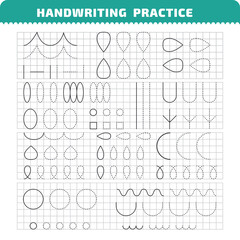 Educational practice page with tracing objects for kids
