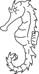 fish icon. aquatic animals with various fins, scales, tail and gills swimming in the water. concept hand drawing