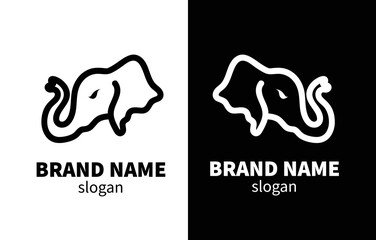 Elephant Head Line Art Logo Design
