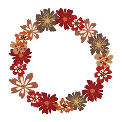 Round frame with pretty flowers. Festive floral circle for your season design.