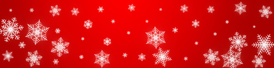 White Snow Vector Red Panoramic Background. Light
