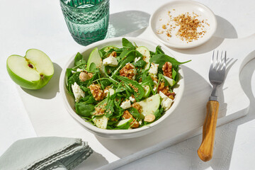 Green apple, feta cheese and walnut salad