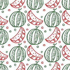 seamless watermelon pattern. vector doodle illustration with watermelon. pattern with watermelon