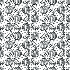 seamless watermelon pattern. vector doodle illustration with watermelon. pattern with watermelon
