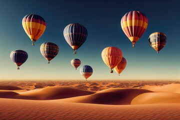 Fototapeta premium Hot air Balloon in flight Above the Nature