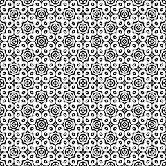 Black and white seamless abstract pattern. Background and backdrop. Grayscale ornamental design. Mosaic ornaments. Vector graphic illustration. EPS10.