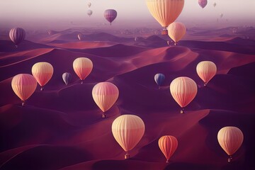 Obraz premium Hot air Balloon in flight Above the Nature