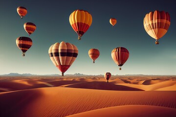 Naklejka premium Hot air Balloon in flight Above the Nature