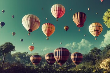 Obraz premium Hot air Balloon in flight Above the Nature